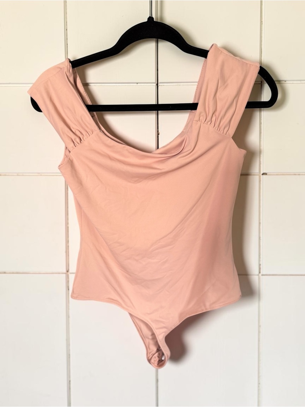SO Blush Pink Bodysuit M Thick Strap Scoop Neck Snap Closure Stretch Juniors